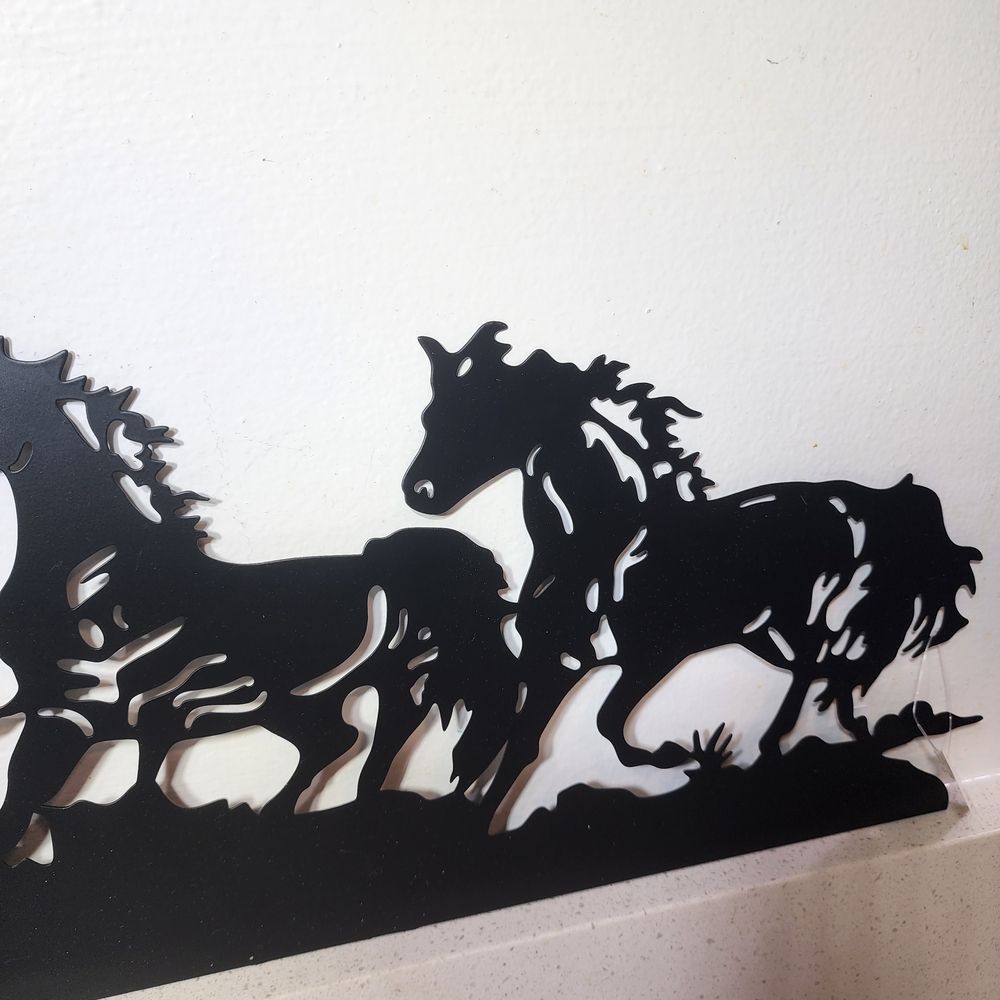 Black Metal Running Horses Silhouette Wall Art Decor. New With Tags - Picture 3 of 6